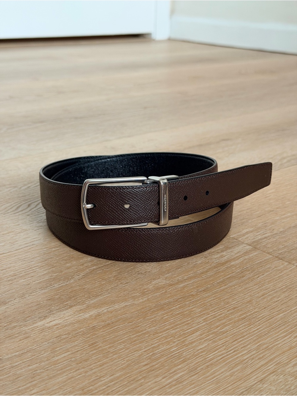$198 Coach Reversible Signature Leather Belt F59116 Harness Buckle Cut-To-Size - Picture 2 of 10